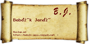 Bebők Jenő névjegykártya